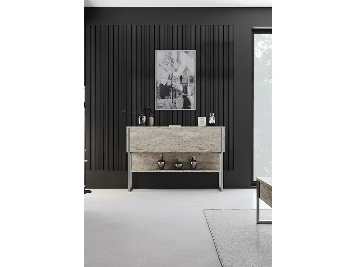 Consola Kailua Z120, Plata|De color marrón claro, 80x120x30cm, Con puertas