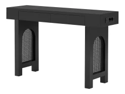 Consola mesa 120x35,5x76,5cm - con 2 cajones - con toma de corriente - MDF - Negro