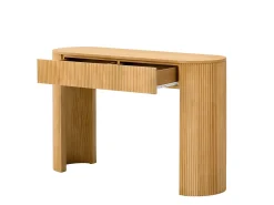Consola mesa 120x33x76cm - con 2 cajones - Esquinas redondeadas - MDF - Natural