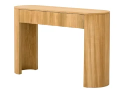 Consola mesa 120x33x76cm - con 2 cajones - Esquinas redondeadas - MDF - Natural