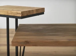 Consola metálica con encimera y 2 cajones de madera
