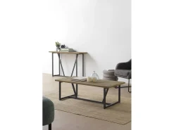 Consola metálica con sobre de madera