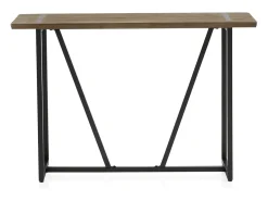 Consola metálica con sobre de madera