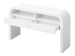 Consola moderna para recibidor - 120 x 35,5 x 76,5 cm - con 2 cajones + estante - MDF - blanco