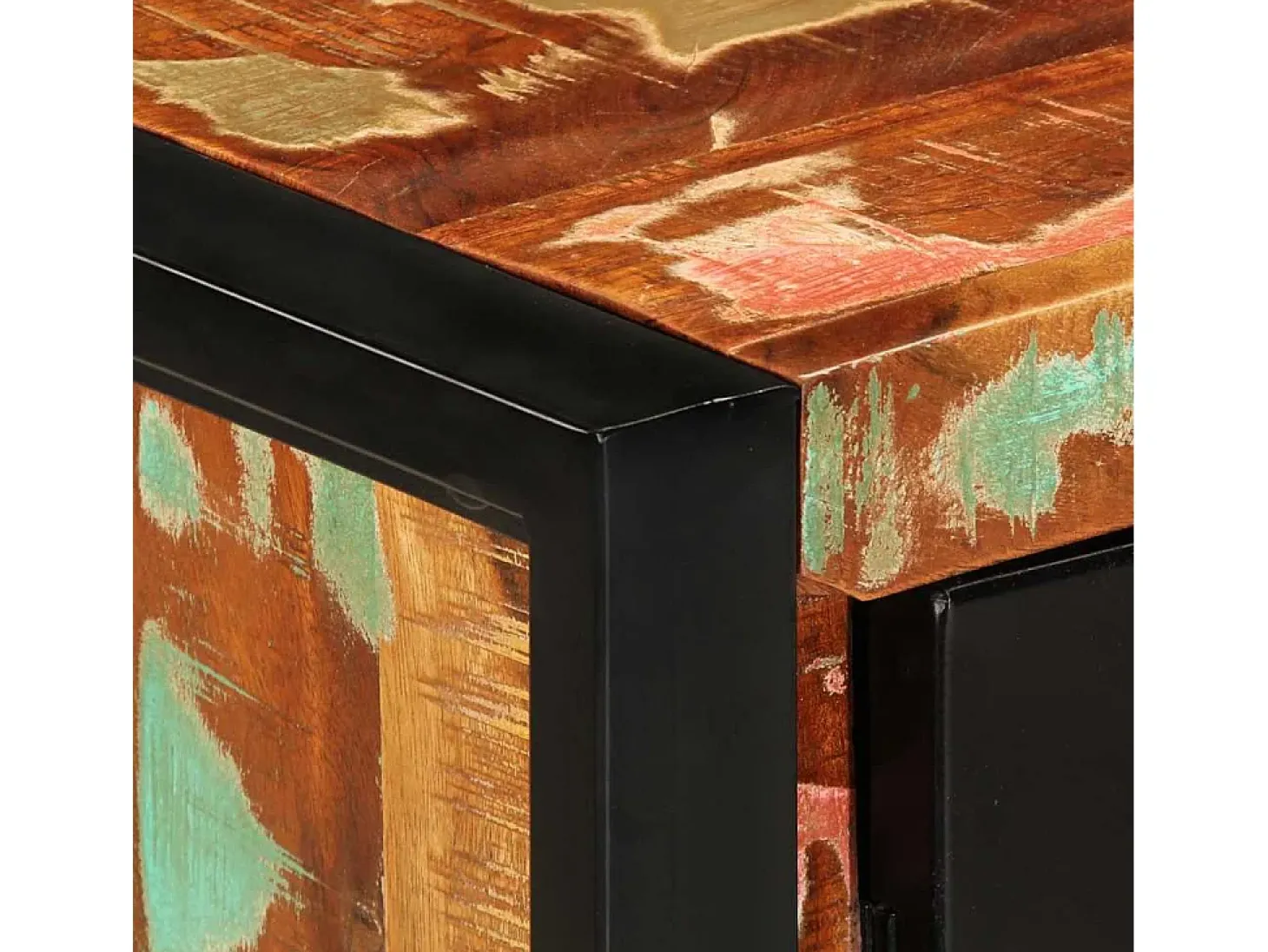 Consola multicolor 90x35x75cm madera maciza recuperada