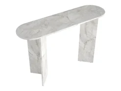 Consola ovalada de color efecto mármol blanco - TOPANIA