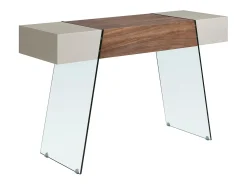 Consola rectangular madera gris, nogal y cristal templado 3029 ANGEL CERDA