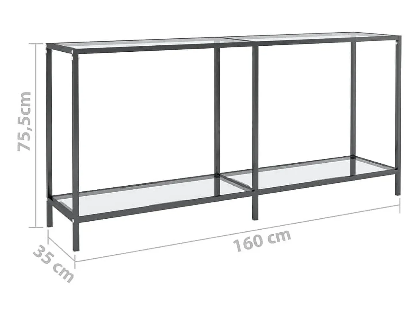 Consola transparente 160x35x75,5 cm Cristal templado
