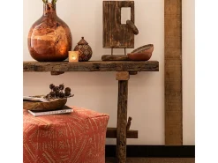 Consola Vida de madera cruda reciclada oscura envejecida L 150 cm