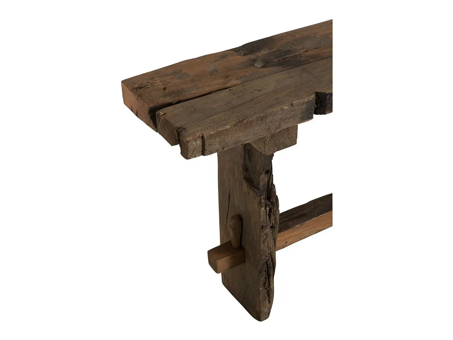 Consola Vida de madera cruda reciclada oscura envejecida L 150 cm