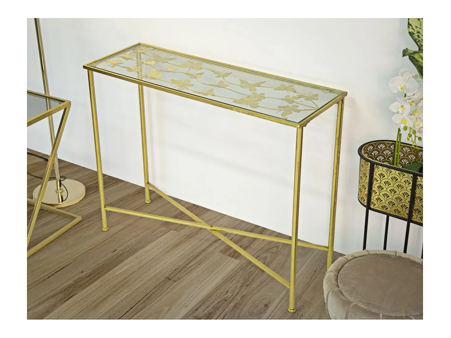 Consola VKH629, Oro, 100x35x80 cm, Kendra Home