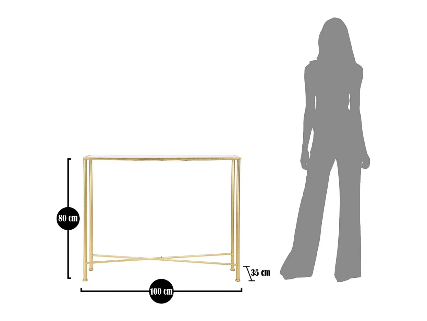 Consola VKH629, Oro, 100x35x80 cm, Kendra Home