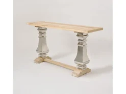 Consola 160x85x45 cm cromo madera natural glamour gl1527