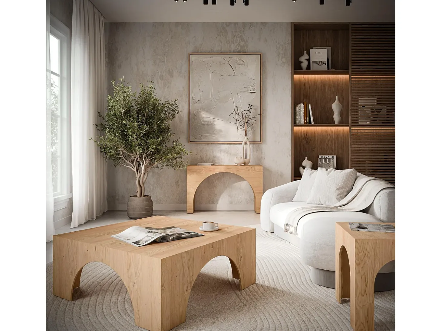 Consola 122x76x35.5 cm madera clara natural Avola AV2430-4