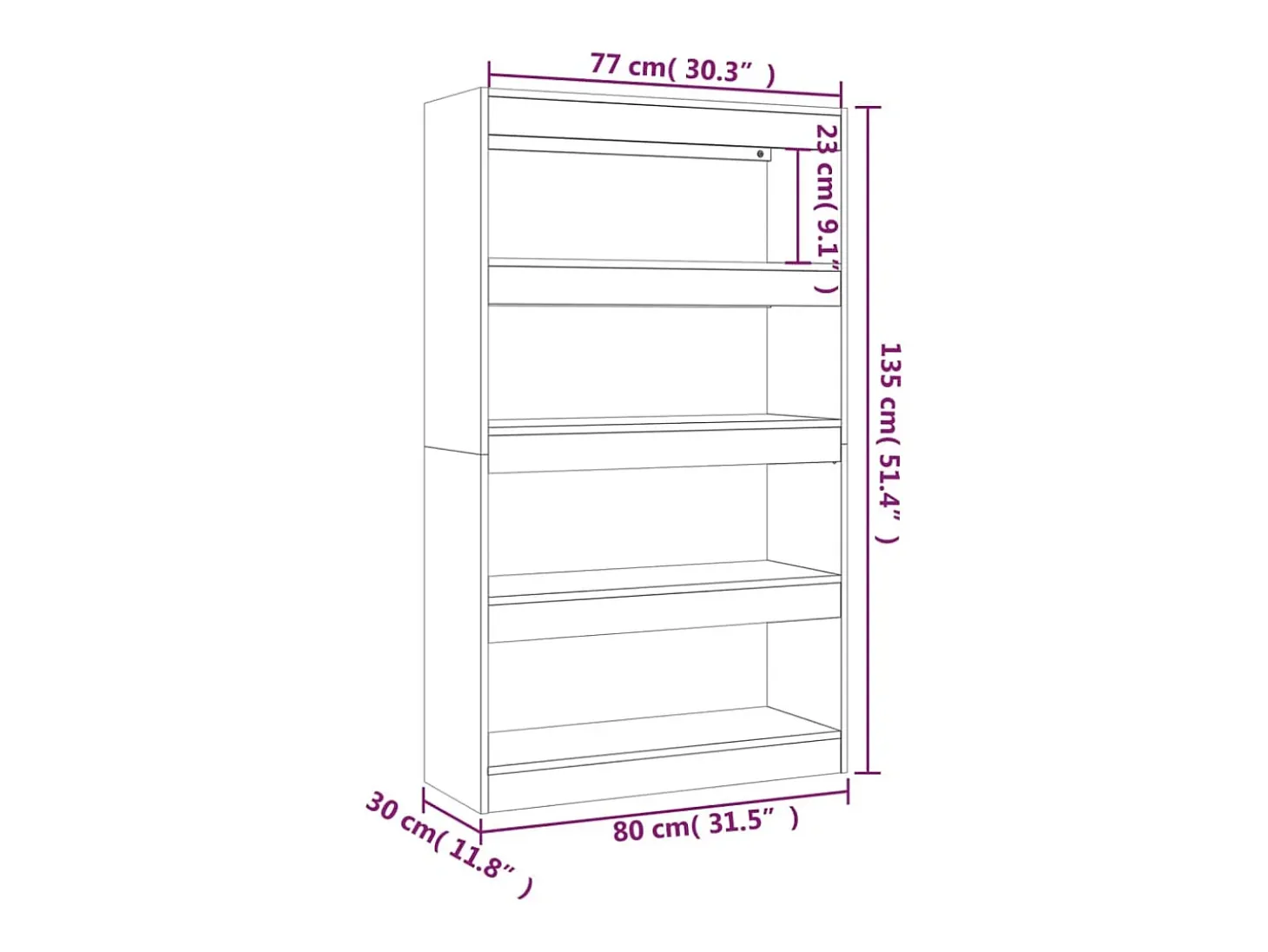 Crescent Springs Estantería/divisor madera ingeniería gris Sonoma 80x30x135 cm