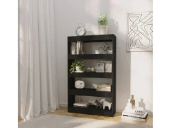 Crescent Springs Estantería/divisor madera de ingeniería negro 80x30x135 cm