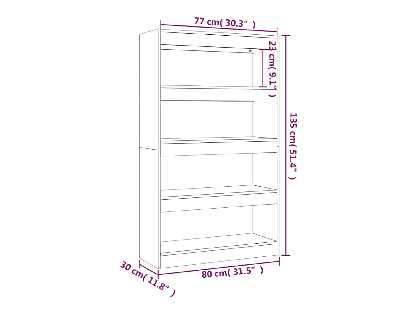 Crescent Springs Estantería/divisor madera de ingeniería negro 80x30x135 cm