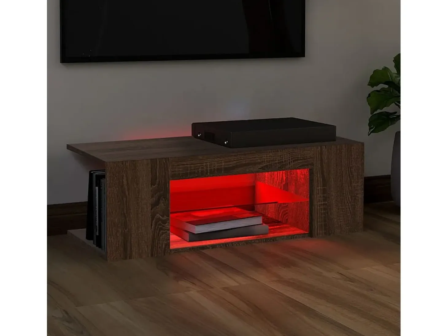 Crijn Mueble de TV con luces LED color roble marrón 90x39x30 cm