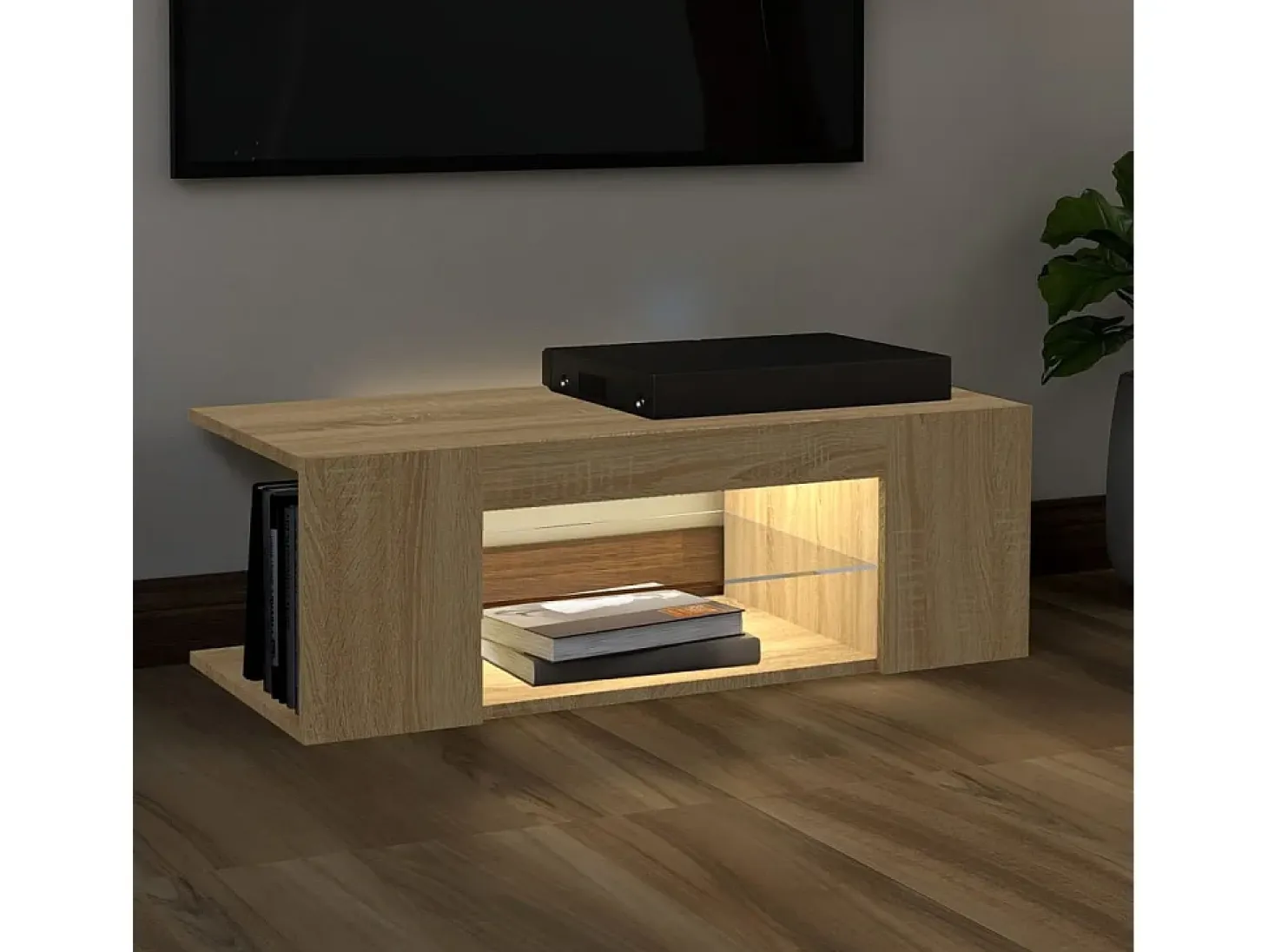 Crijn Mueble de TV con luces LED roble Sonoma 90x39x30 cm
