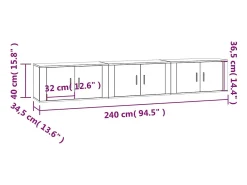 Crofton Muebles para TV de pared 3 uds roble Sonoma 80x34,5x40 cm