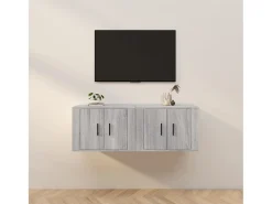 Crofton Muebles para TV de pared 2 uds gris Sonoma 57x34,5x40 cm
