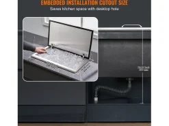 Cubo de Hielo SucceBuy 78,37 L 61x51x38 cm, Nevera Drop-in de Acero Inoxidable, con Tapa de Bisagra, para la Cocina Exterior