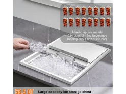 Cubo de Hielo SucceBuy, 55,23 L, 61x46x33 cm, Nevera de Acero Inoxidable con Tapa Deslizante, para Cocina Exterior Vino Cerveza
