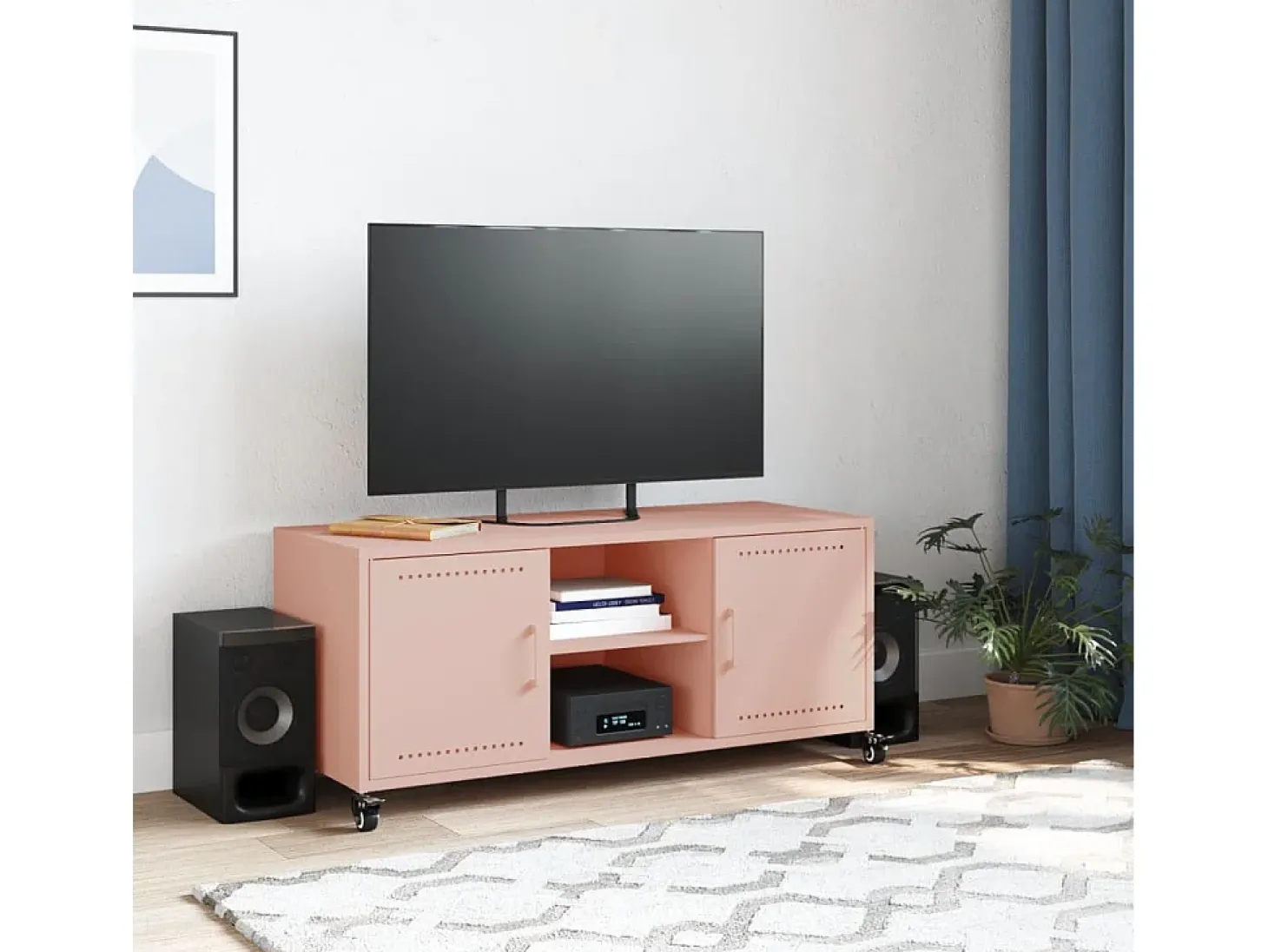 Cyprien Mueble de TV acero rosa 100,5x39x43,5 cm