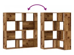 Damir Estantería de esquina 4 niveles madera envejecida 85x85x140 cm