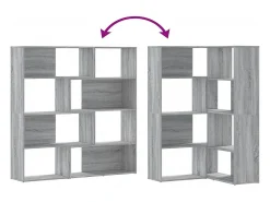Damir Estantería de esquina 4 niveles madera gris Sonoma 85x85x140 cm
