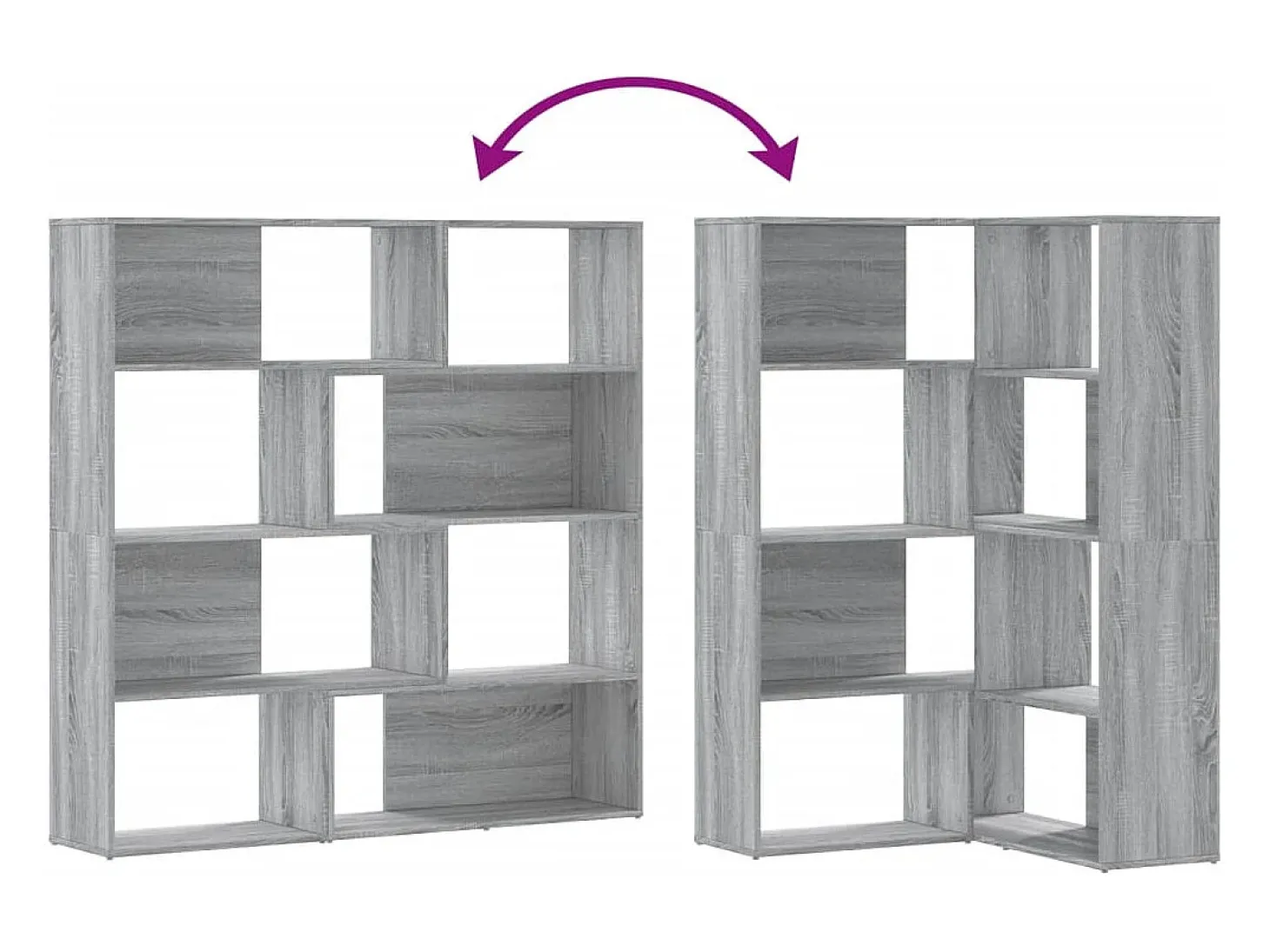 Damir Estantería de esquina 4 niveles madera gris Sonoma 85x85x140 cm