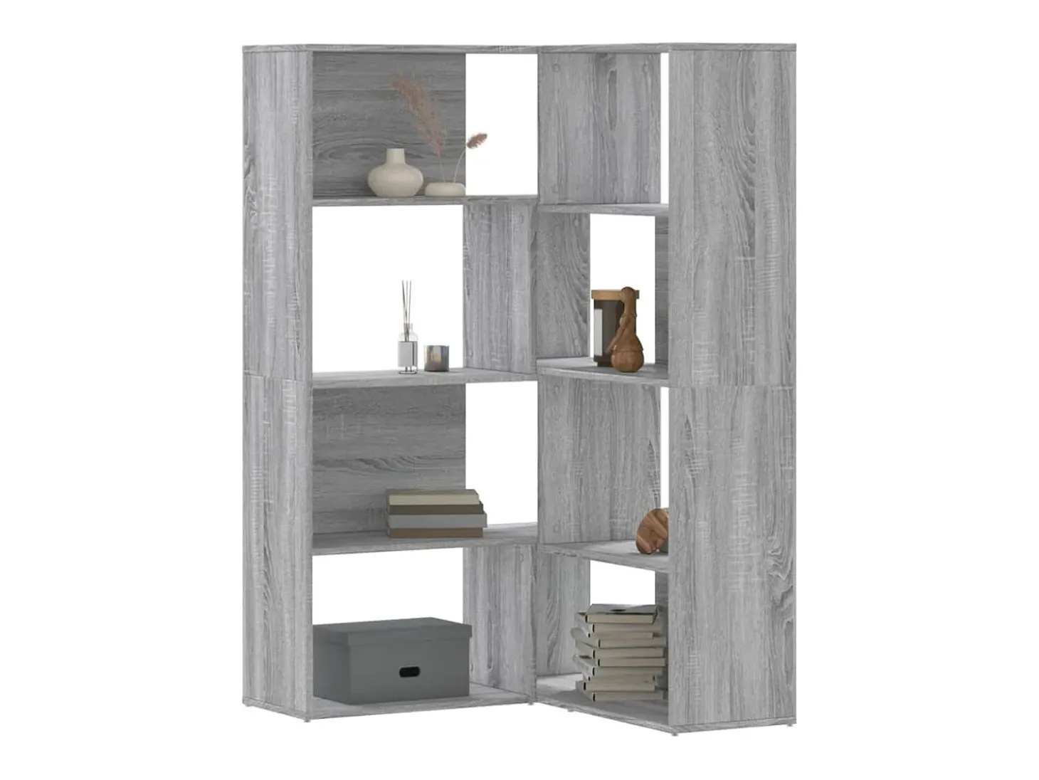 Damir Estantería de esquina 4 niveles madera gris Sonoma 85x85x140 cm