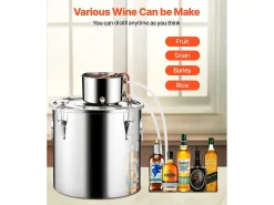 Destilador de Alcohol SucceBuy Destilador de Aguardiente de 50 L, Kit de Destilación de Agua y Alcohol, Acero Inoxidable