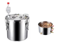 Destilador de Alcohol SucceBuy, Alambique de Alcohol, 11.4 L, Kit de Cervecería en Acero Inoxidable, con Serpentín de Cobre