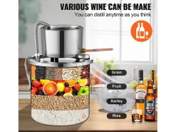 Destilador de Alcohol SucceBuy Destilador de Agua sin Gas de 11 L con Bomba de Agua de Acero Inoxidable