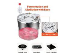 Destilador de Alcohol SucceBuy Destilador de Aguardiente de 11 L, Kit de Destilación de Agua y Alcohol, Acero Inoxidable