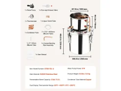 Destilador de Alcohol SucceBuy Destilador de Aguardiente de 11 L, Kit de Destilación de Agua y Alcohol, Acero Inoxidable