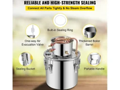 Destilador de Alcohol SucceBuy 12.5 L, Kit Moonshine Still, Destilería de Whisky con Bomba de Agua