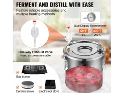 Destilador de Alcohol SucceBuy Destilador de Agua sin Gas Moonshine de 30 L con Barril Thumper y Bomba de Agua de 8 W