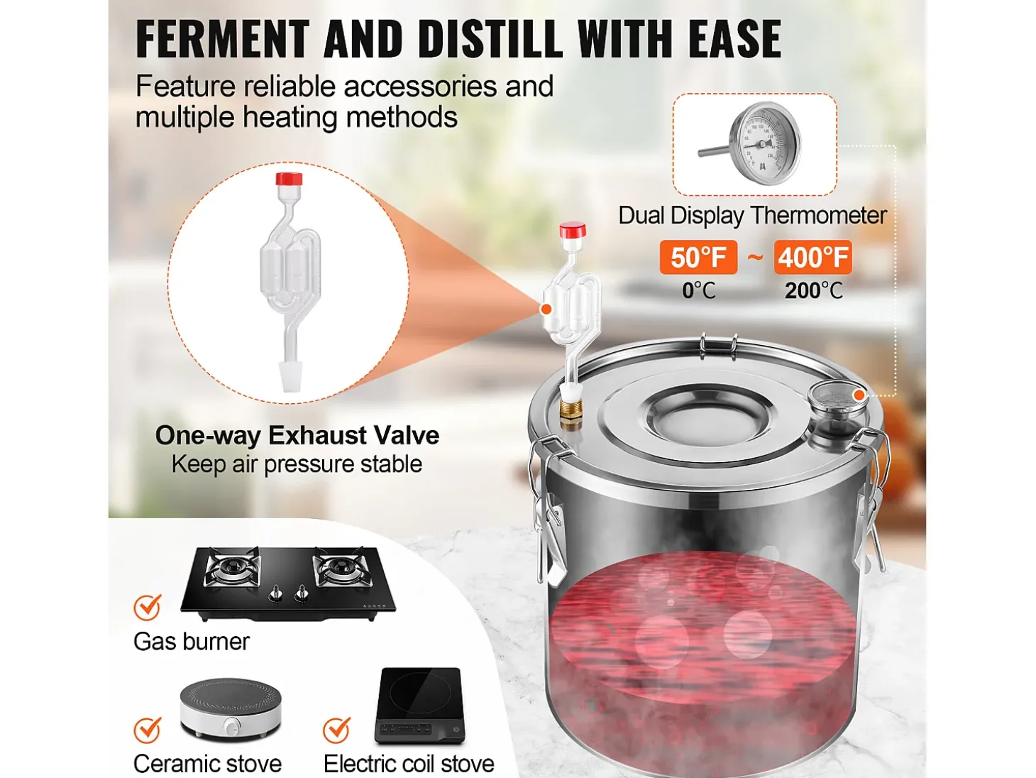 Destilador de Alcohol SucceBuy Destilador de Agua sin Gas Moonshine de 30 L con Barril Thumper y Bomba de Agua de 8 W