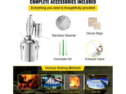 Destilador de Alcohol SucceBuy Alambique 30 L Inox Kit de Elaboración Casera, Destilador de Moonshine de Acero Inoxidable, Kit de Elaboración de Cerveza Casera