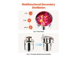 Destilador de Alcohol SucceBuy Destilador de Agua sin Gas de 11 L con Barril Thumper y Bomba de Agua de 8 W