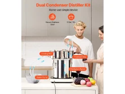 Destilador de Alcohol SucceBuy Destilador de Agua sin Gas de 19 L con Barril Thumper y Bomba de Agua de 8 W