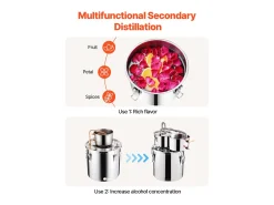 Destilador de Alcohol SucceBuy Destilador de Agua sin Gas de 19 L con Barril Thumper y Bomba de Agua de 8 W