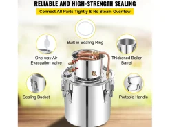Destilador de Alcohol SucceBuy 50 L, Kit de Fabricación de Destilador de Alcohol con Bomba de Agua
