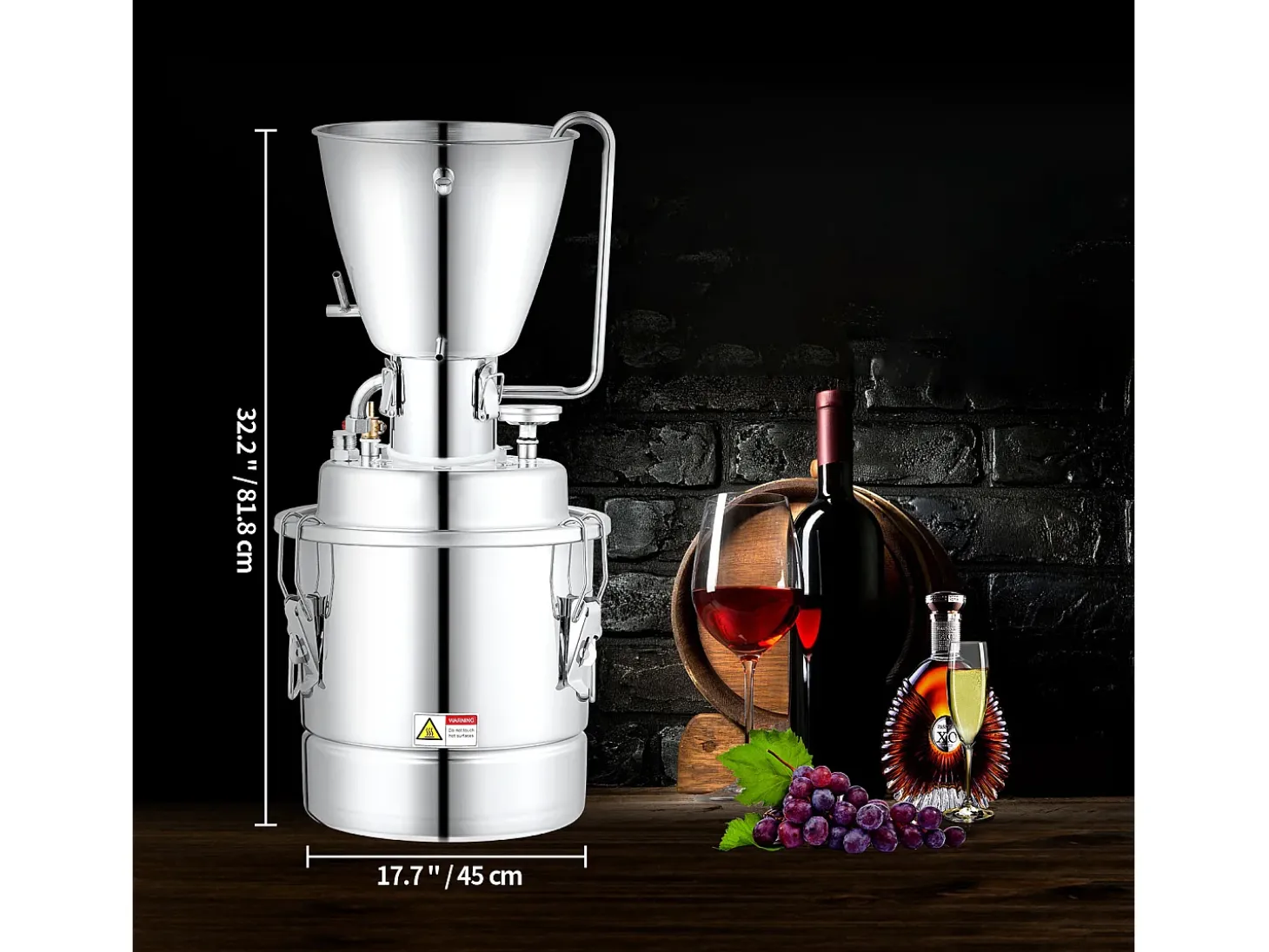 Destilador de Alcohol SucceBuy 70L Máquina Equipo de Cervecería para la Destilación en Casa de Whisky DIY, Acero Inoxidable