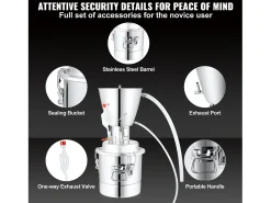 Destilador de Alcohol SucceBuy 70L Máquina Equipo de Cervecería para la Destilación en Casa de Whisky DIY, Acero Inoxidable