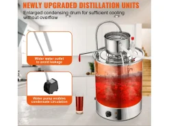 Destilador de Alcohol SucceBuy Destilador de Agua y Alcohol sin Gas de 34 L con Barril Thumper y Bomba de Agua