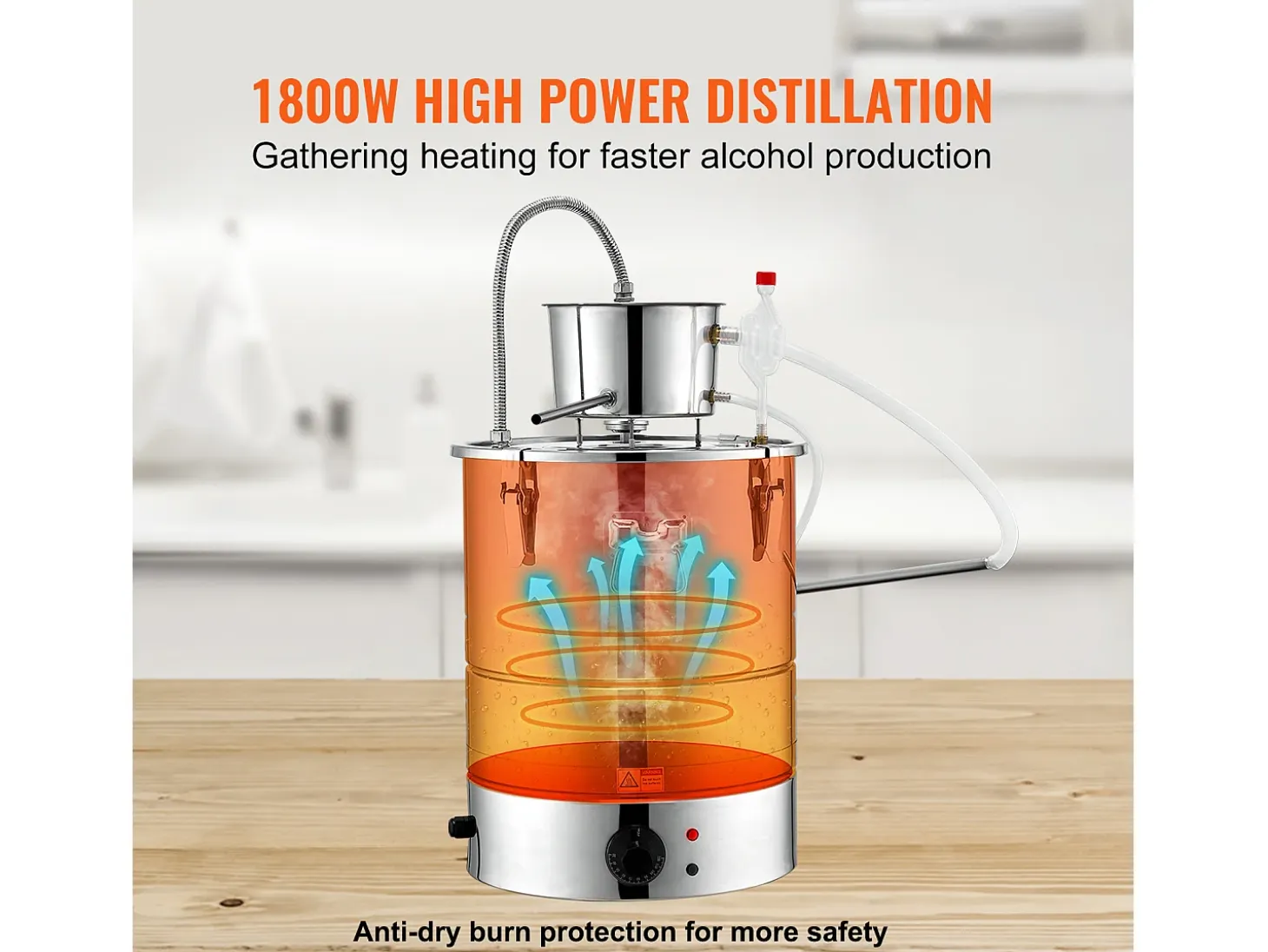 Destilador de Alcohol SucceBuy Destilador de Agua y Alcohol sin Gas de 34 L con Barril Thumper y Bomba de Agua