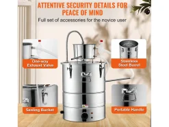 Destilador de Alcohol SucceBuy Destilador de Agua y Alcohol sin Gas de 34 L con Barril Thumper y Bomba de Agua